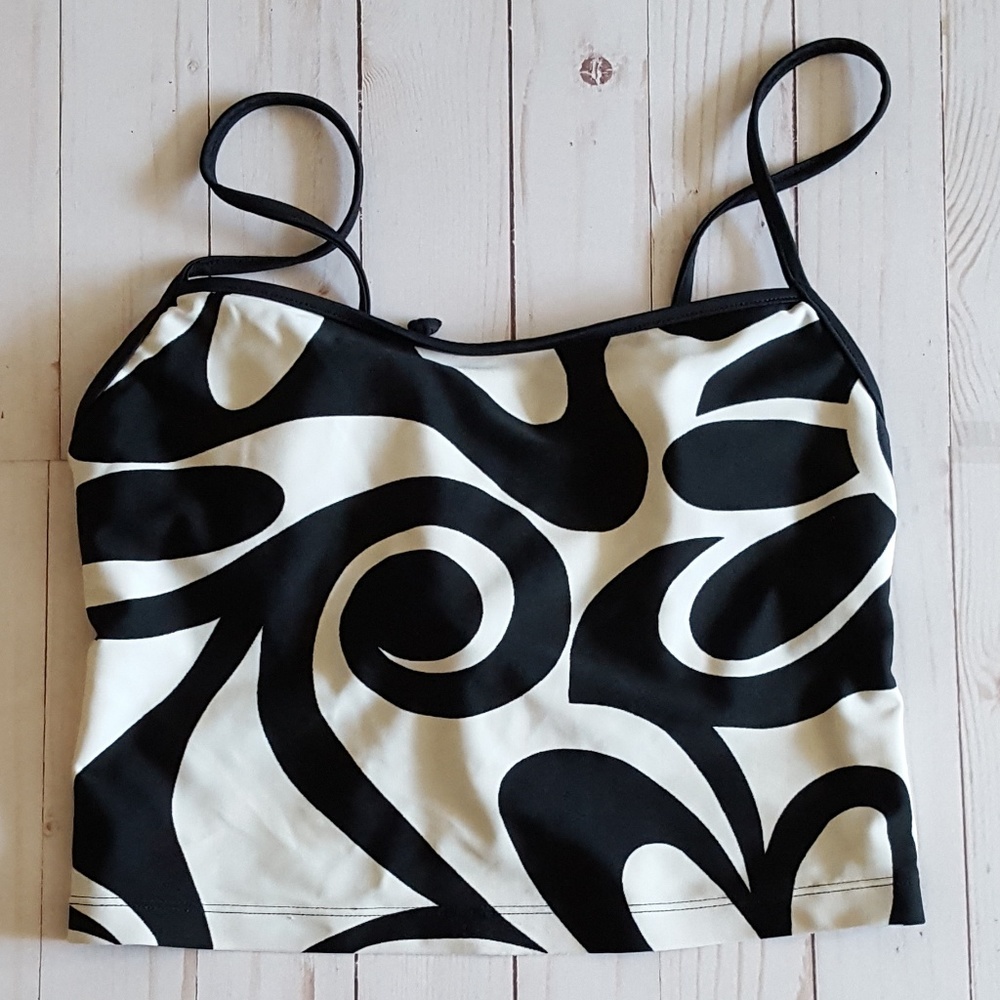 Daffy Black & White Waterwear Swim Suit Top Size L